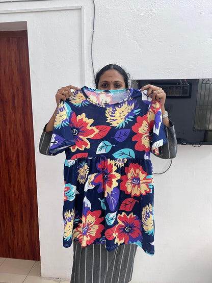 Neon Flowers - Peplum Top