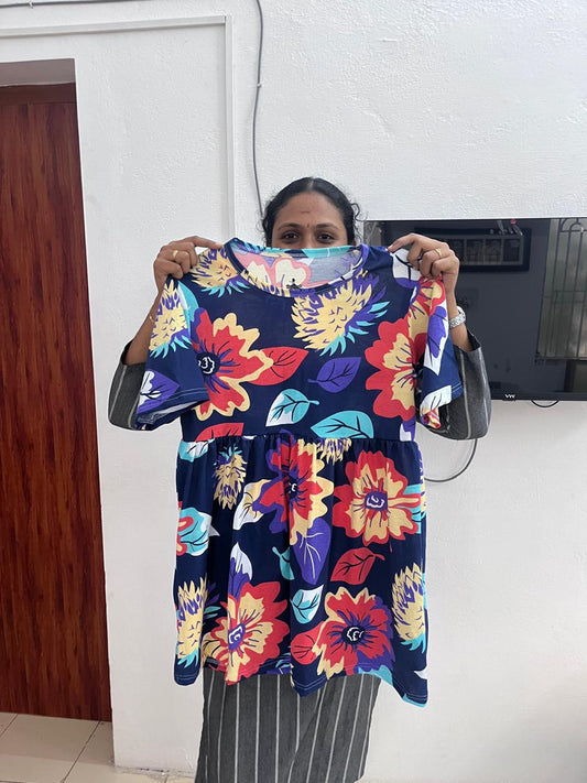 Neon Flowers - Peplum Top