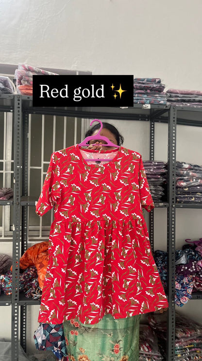 Red Gold - Peplum Top