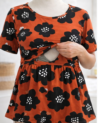 Black Coffee - Feeding Peplum Top