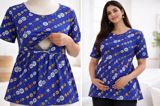 Blue Cubes - Feeding Peplum Top