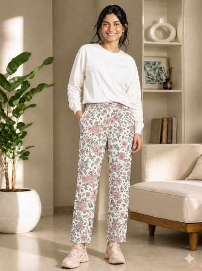 Cream Flowers - Trackpant