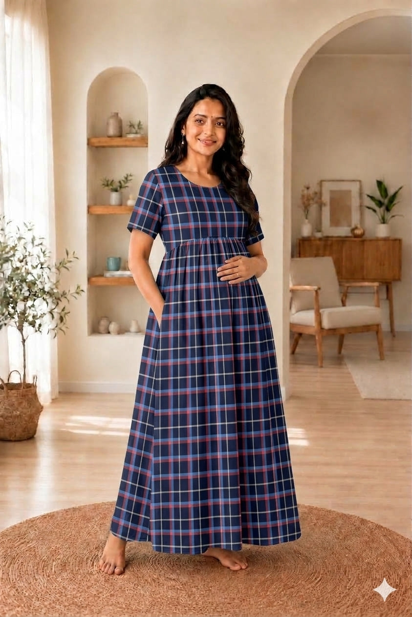 Navy Checks - Feeding Lounge Wear
