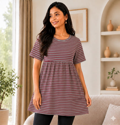 Cherry Stripes - Peplum Top