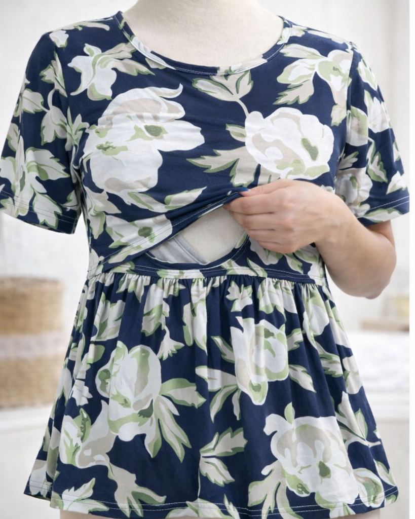 White flowers - Feeding Peplum top
